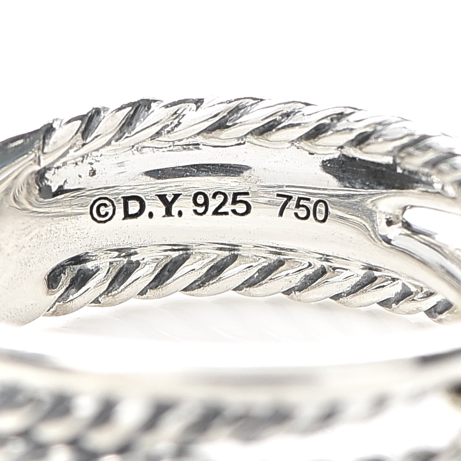 David Yurman Sterling Silver 18K Yellow Gold 6mm X Crossover Ring 50 5.25 4 of 5