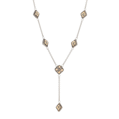 John Hardy Sterling Silver 18K Yellow Gold Flower Station Y Drop Necklace 1 of 4