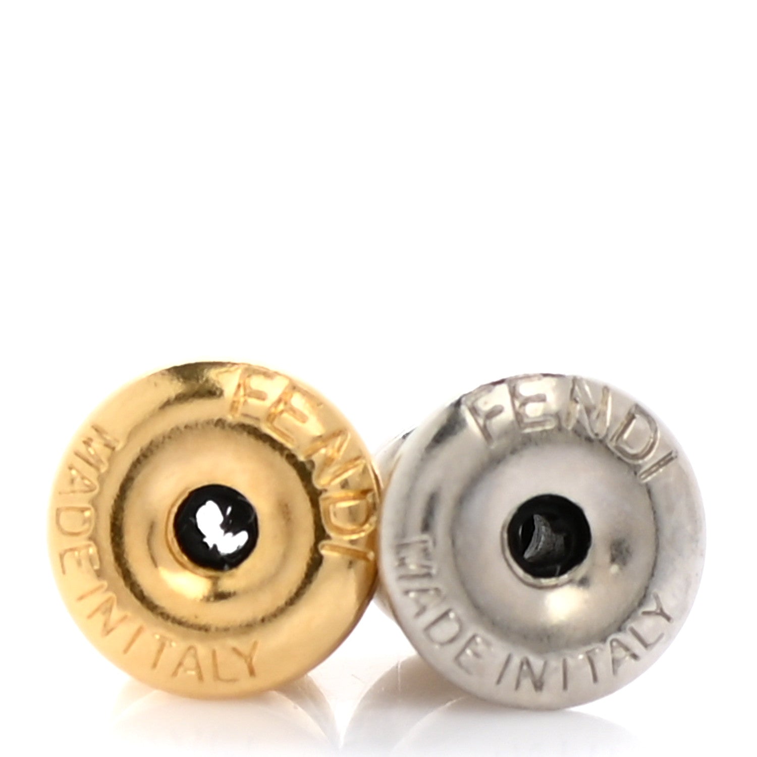 Fendi Metal Crystal FF Stud Earrings Gold Silver 4 of 5