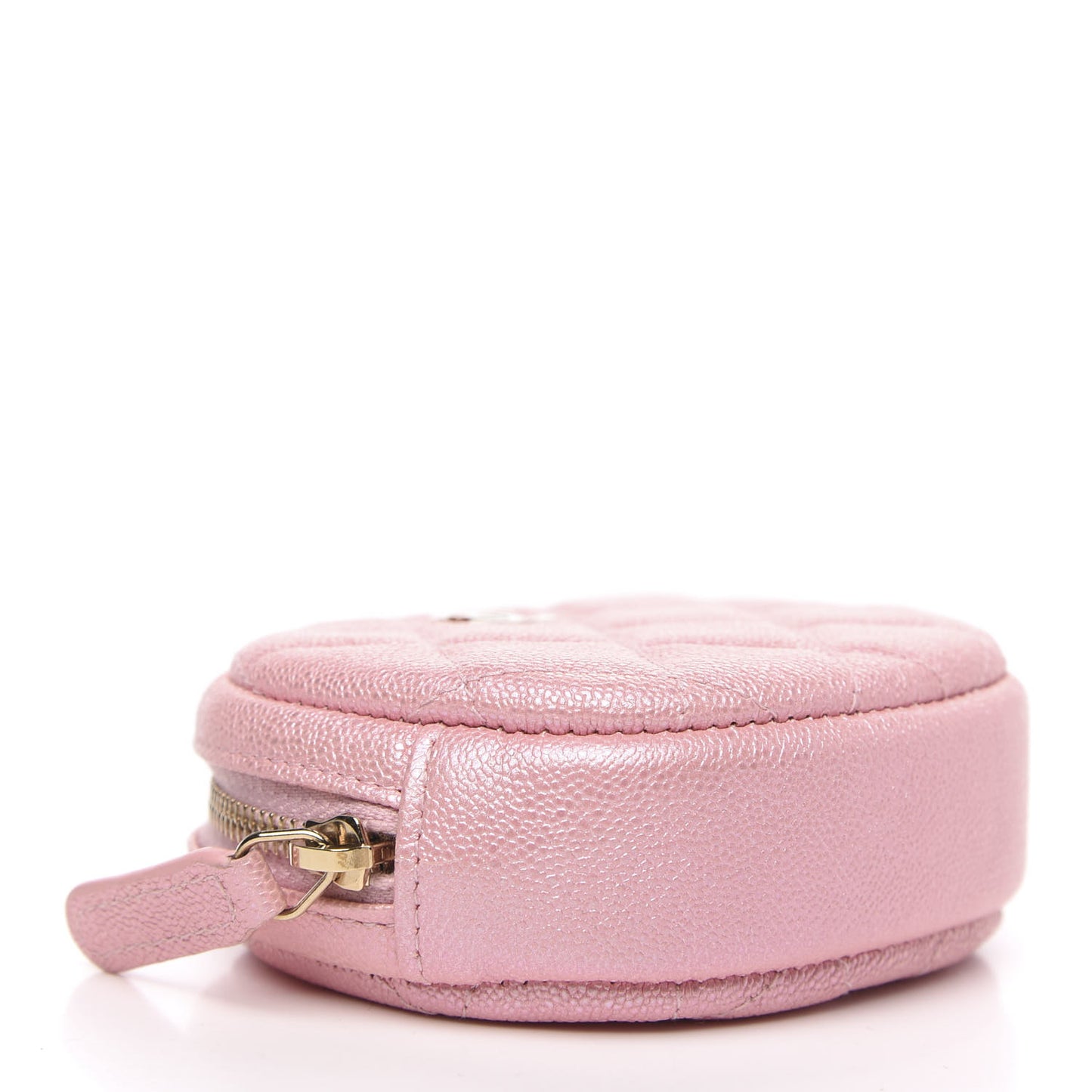 Iridescent Caviar Quilted Zip Around Classic Coin Purse Rose Pink