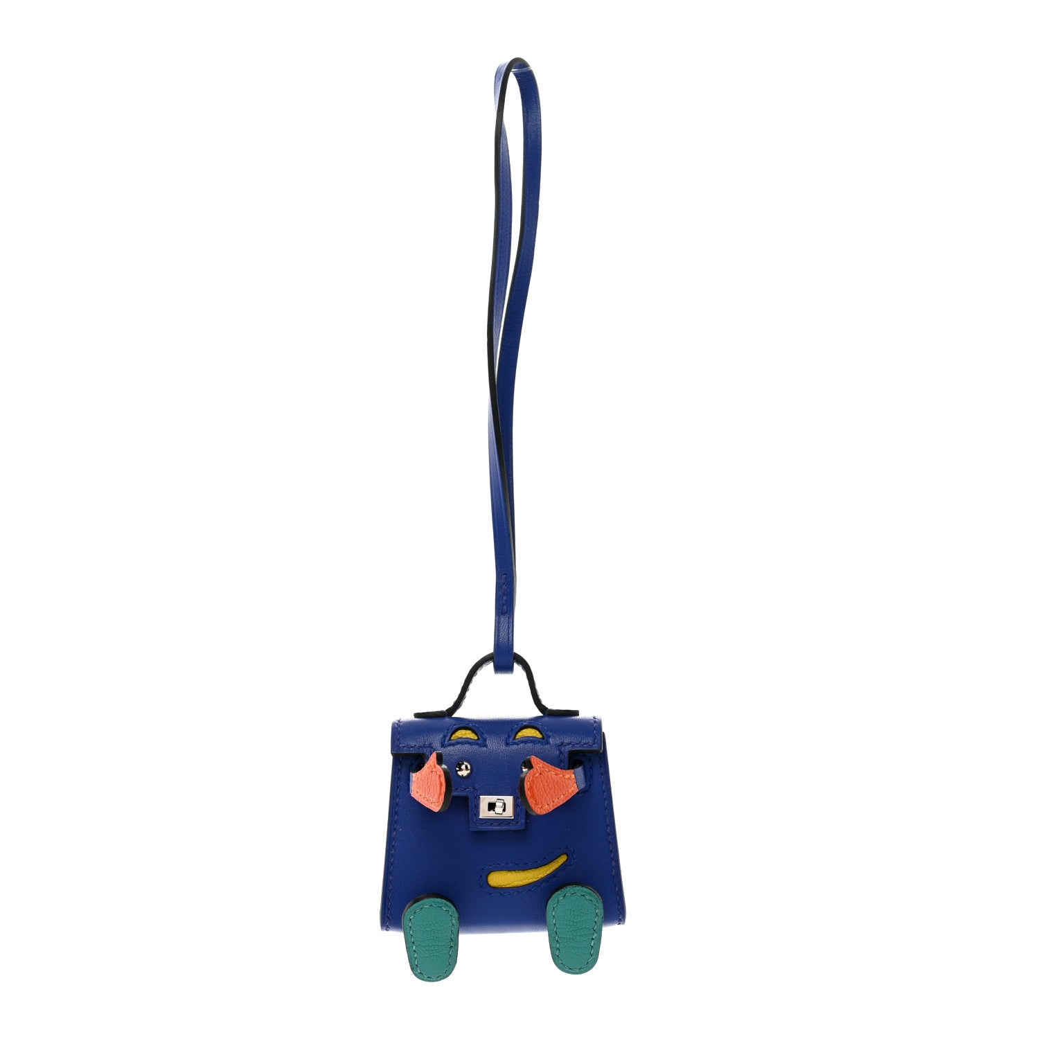 Hermes Tadelakt Chevre Mysore Kelly Quelle Idole Bag Charm Bleu Electrique Feu 1 of 4