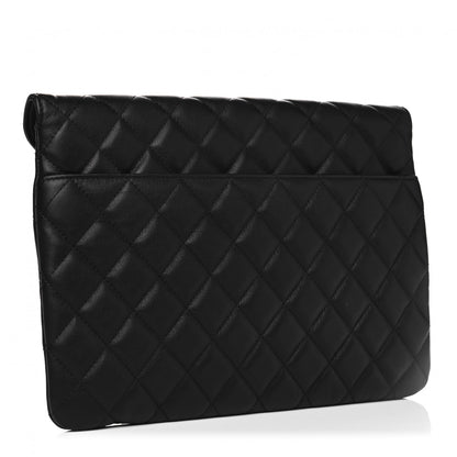 Chanel Calfskin Quilted Front Logo Enchained Clutch Black 2 of 5