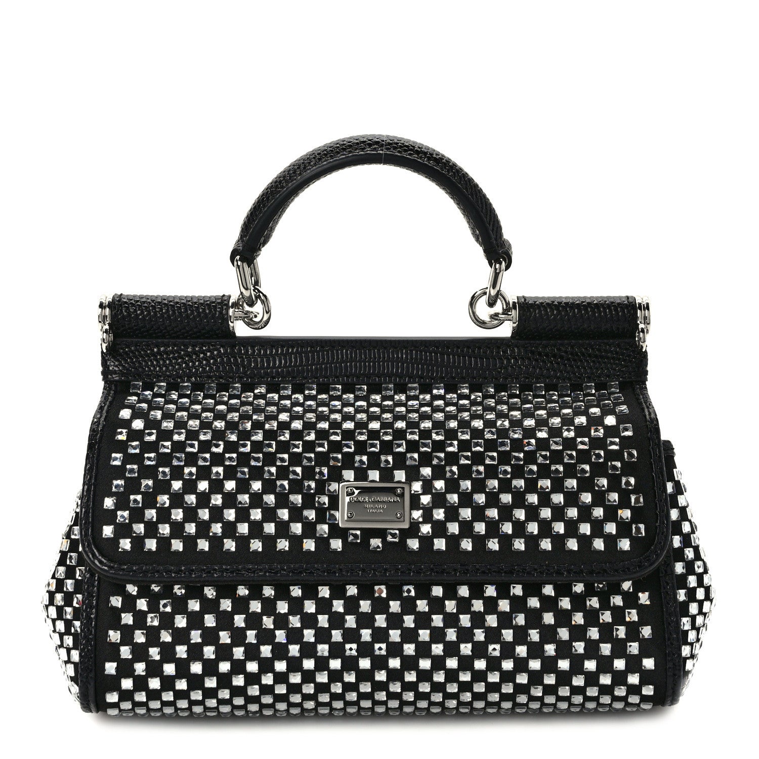 Dolce & Gabbana Crystal Small Miss Sicily Satchel Black 1 of 10