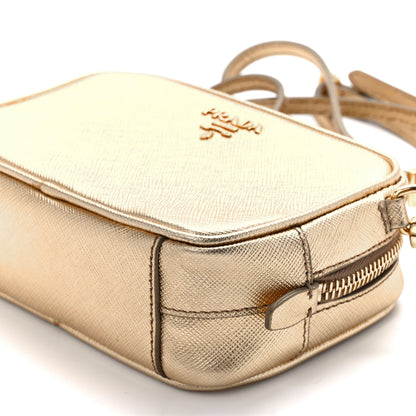 Prada Metallic Saffiano Mini Camera Crossbody Platino 11 of 11
