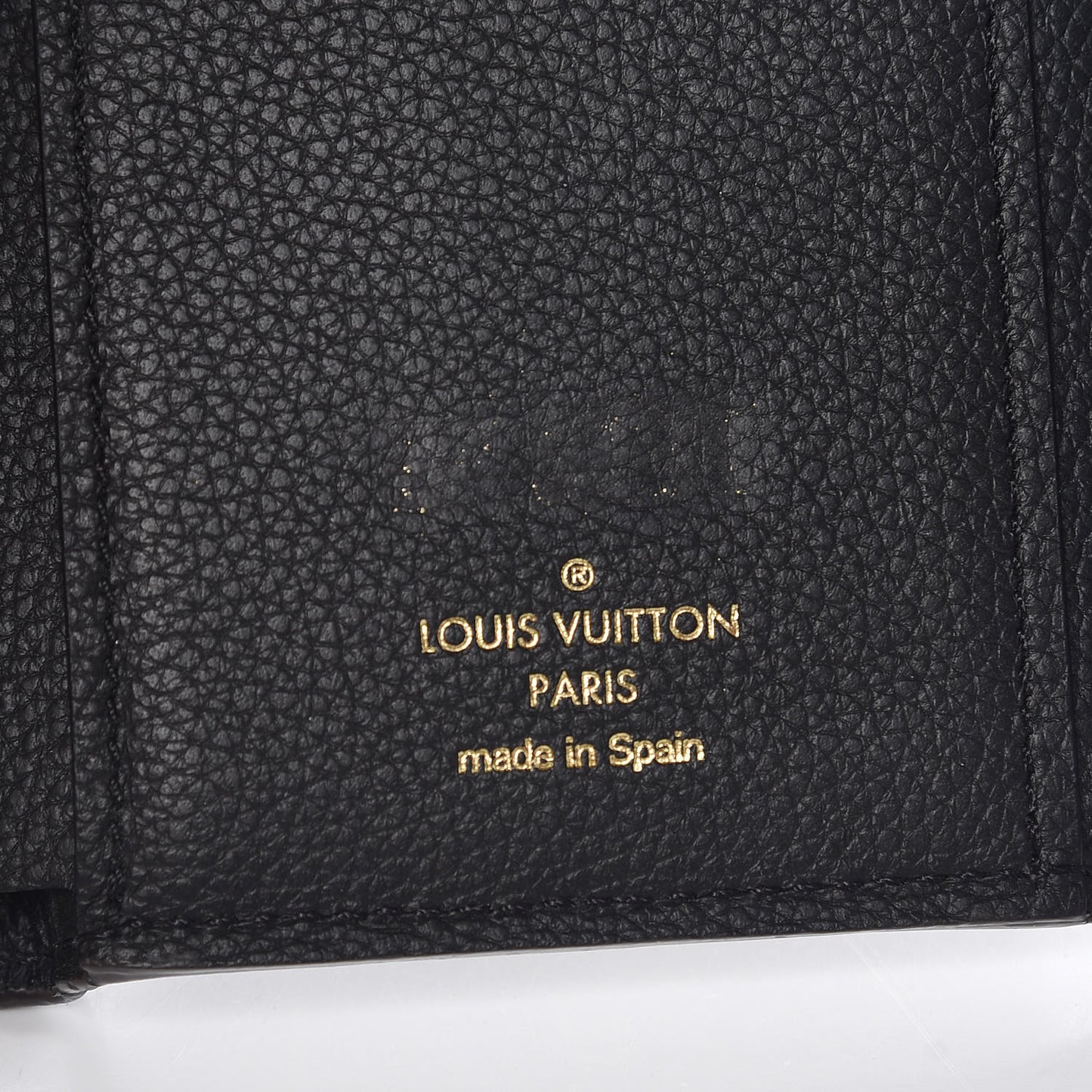 Grained Calfskin Monogram Double V Compact Wallet Black