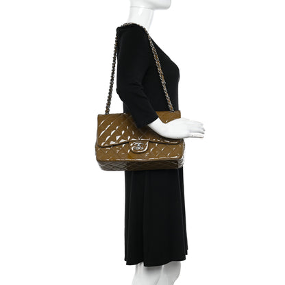 Chanel Patent Calfskin Quilted Jumbo Double Flap Brown 2 of 14