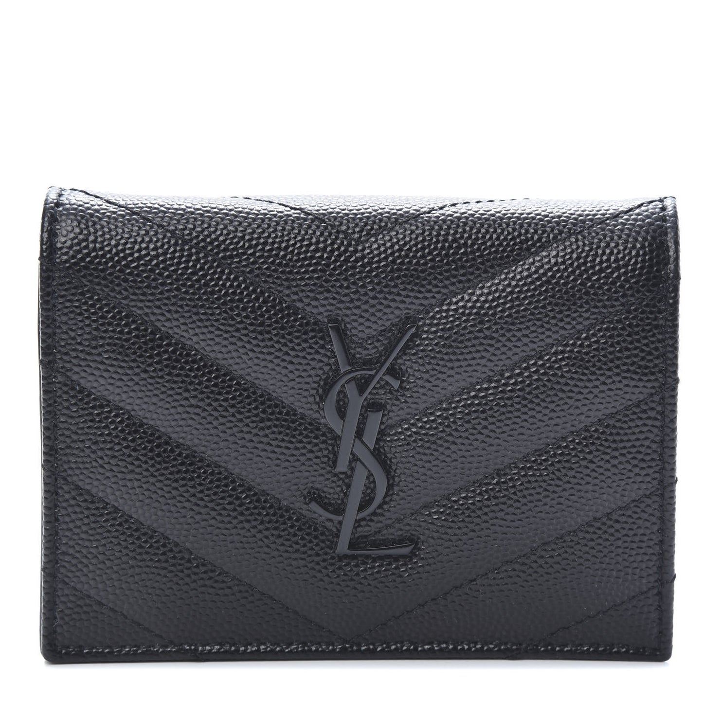 Grain De Poudre Matelasse Chevron Monogram Card Case Black