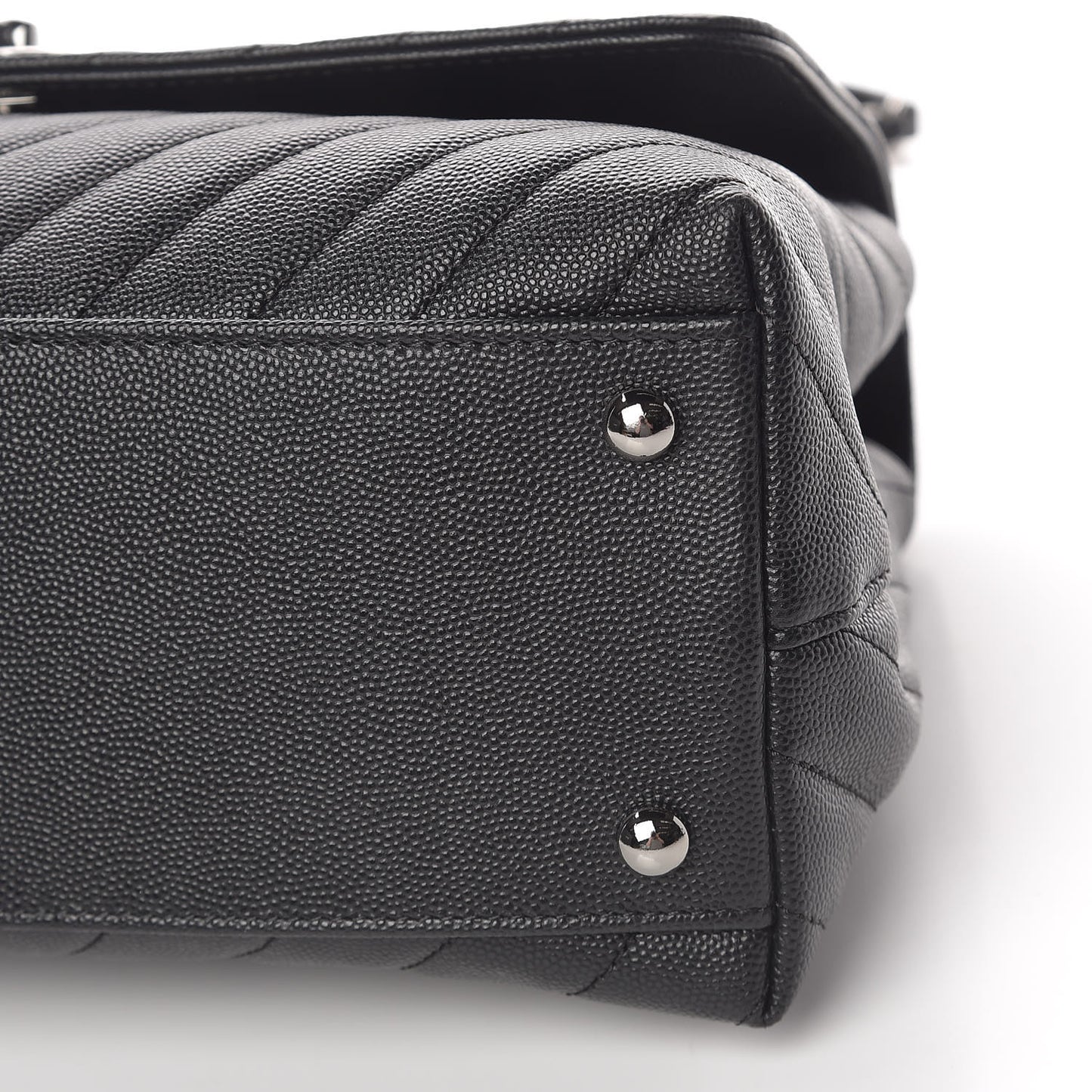 Caviar Chevron Quilted Small Coco Handle Flap Black