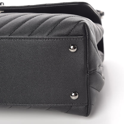 Chanel Caviar Chevron Quilted Small Coco Handle Flap Black 10 of 11