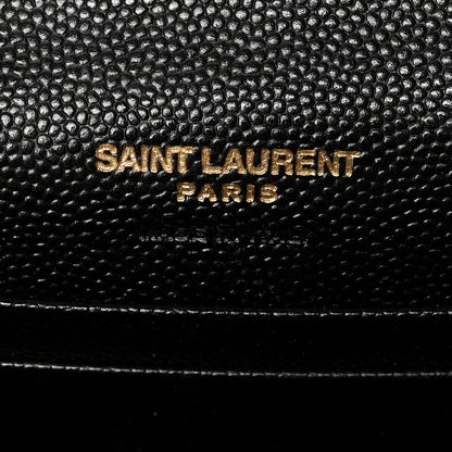 Saint Laurent Grain De Poudre Matelasse Chevron Small Monogram Envelope Wallet Black 6 of 7