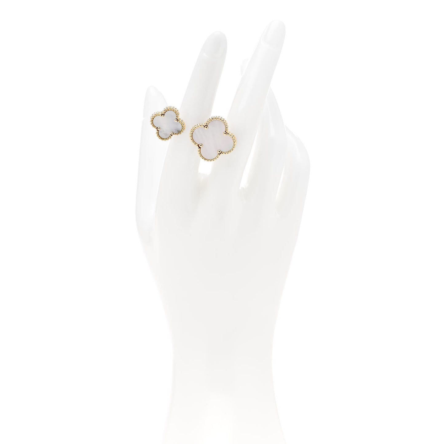 18K Yellow Gold Mother of Pearl Magic Alhambra Between the Finger Ring 52 6