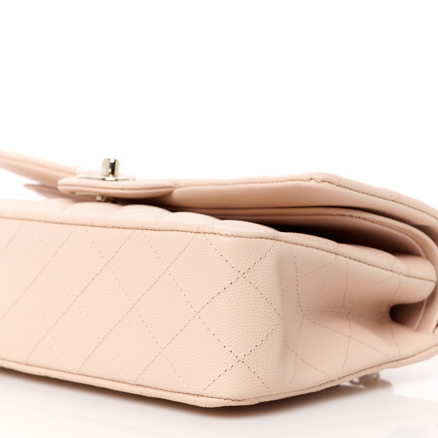 Caviar Quilted Medium Double Flap Light Beige