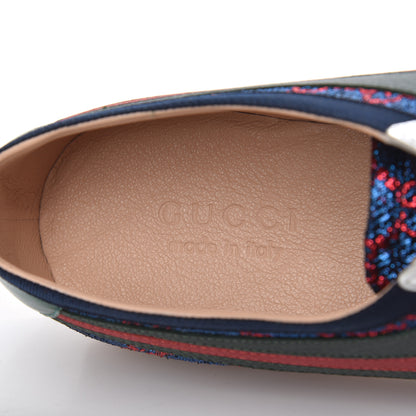 Gucci Lurex Calfskin Web GG Monogram Mens Falacer Sneakers 9 Iridescent Blue Iridescent Red Silver 6 of 9