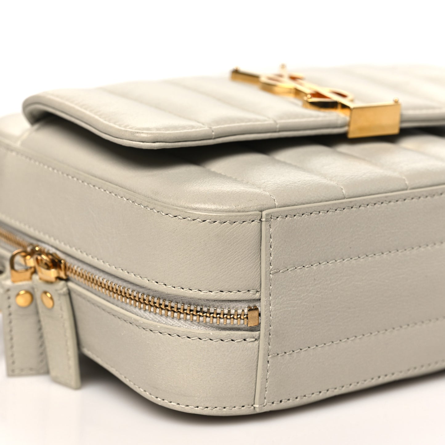 Lambskin Matelasse Monogram Vicky Camera Bag White