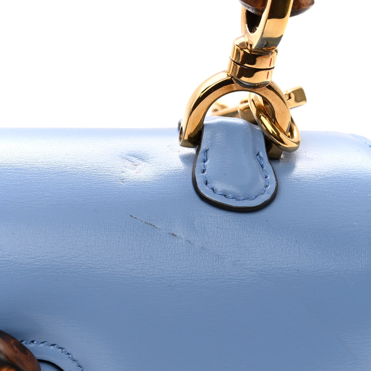 Boarded Dyana Lux Calfskin Web Small Bamboo 1947 Top Handle Bag Blue