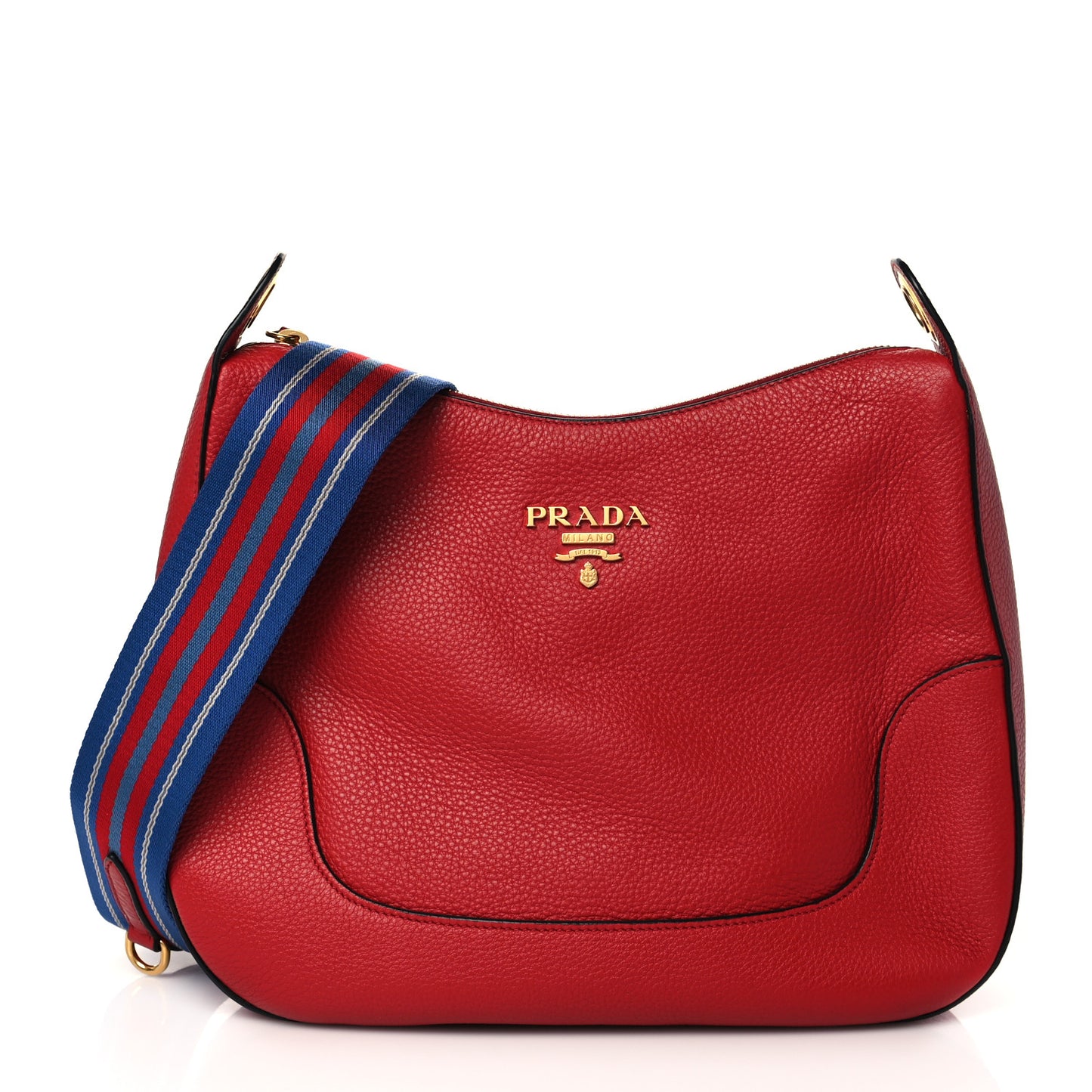 Vitello Phenix Zippered Messenger Hobo Rosso