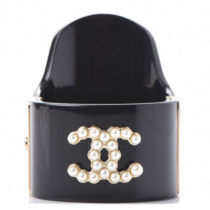 Chanel Resin Pearl CC Cuff Black 1 of 5