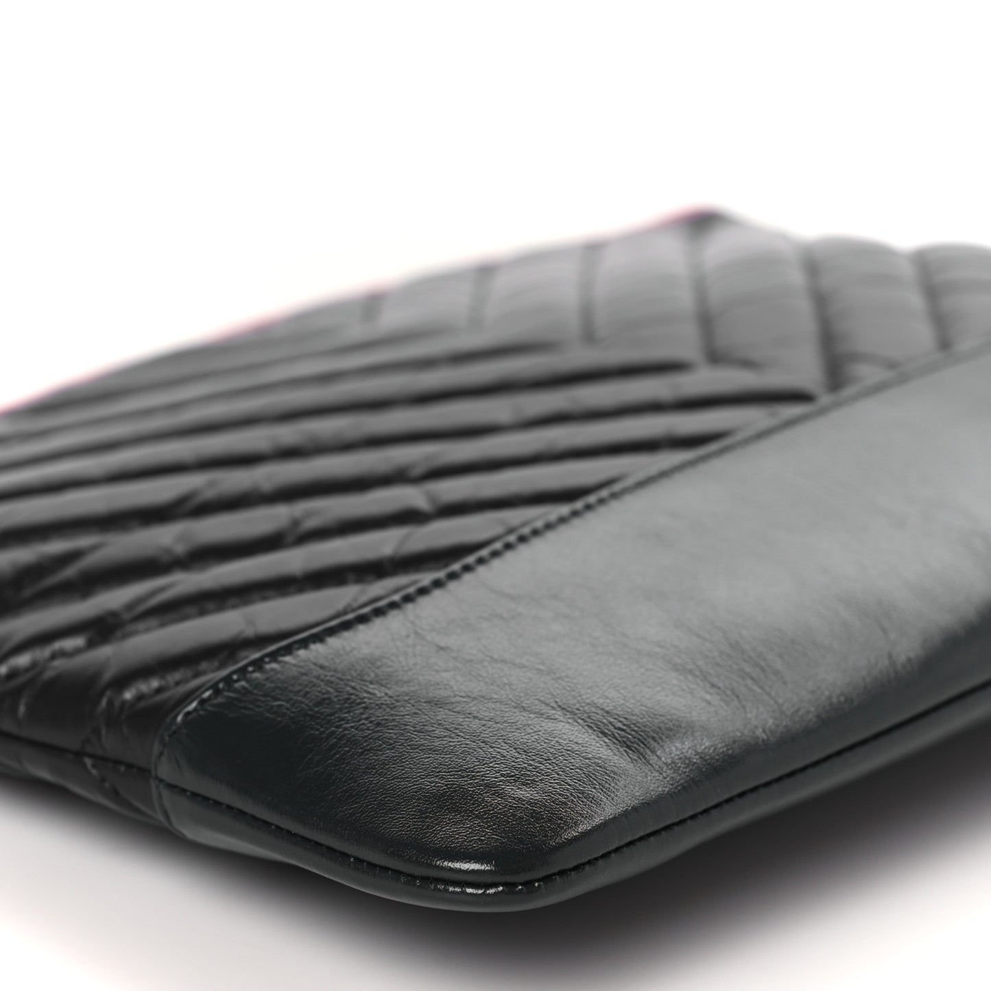 Aged Calfskin Chevron Quilted Medium Gabrielle Cosmetic Case Pink Navy Black