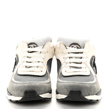 Chanel Mesh Suede Calfskin Womens CC Sneakers 37.5 Grey 2 of 14
