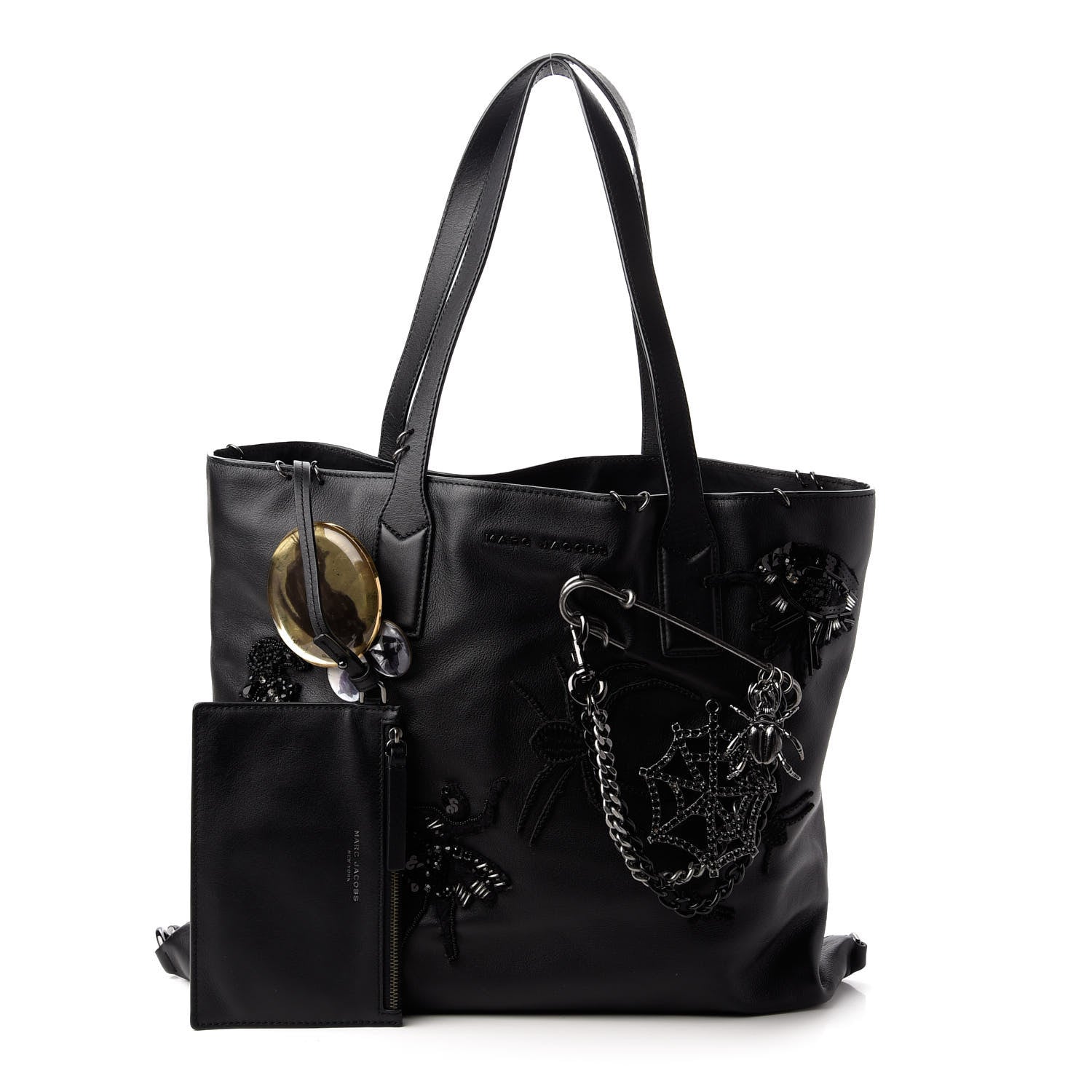 Marc Jacobs Calfskin Large Wingman Badges Shopping Tote Black 10 of 10