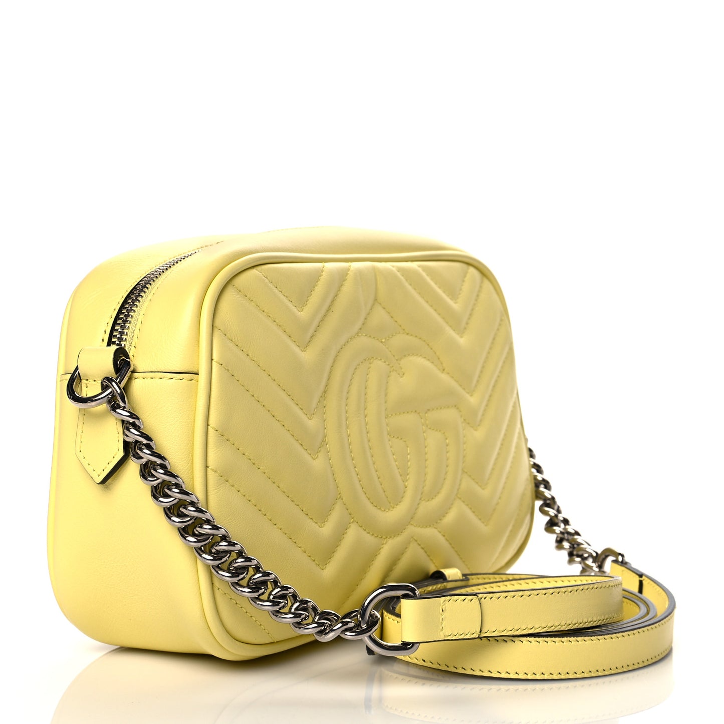 Calfskin Matelasse Small GG Marmont Chain Shoulder Bag Banana