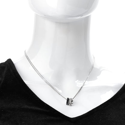 Cartier 18K White Gold Ceramic Diamond Three Ring LOVE Necklace 2 of 6