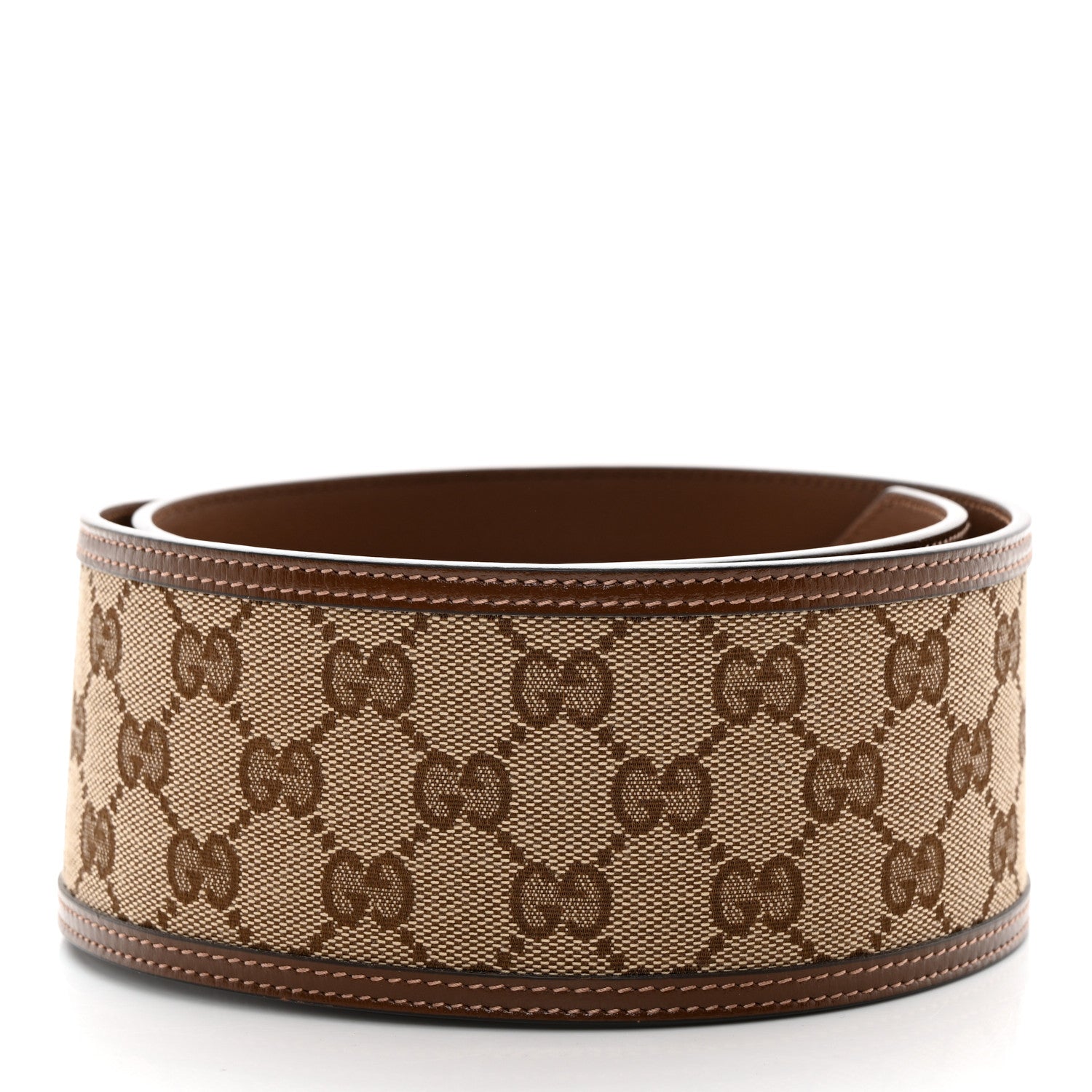 Gucci GG Supreme Monogram Equestrian Wide Belt 95 38 Brown 2 of 5