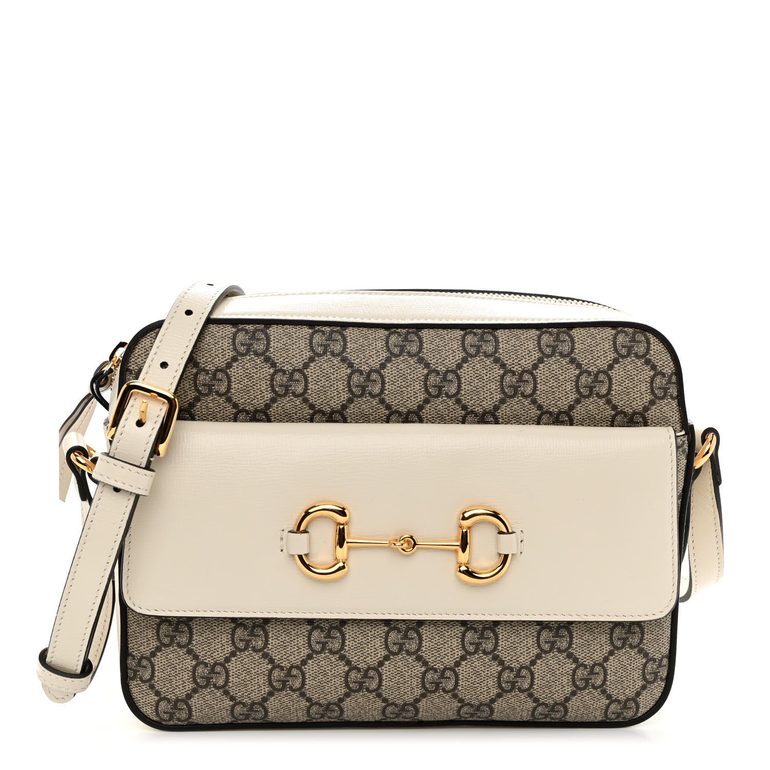 Gucci GG Supreme Monogram Small Horsebit 1955 Shoulder Bag Beige Mystic White 1 of 10