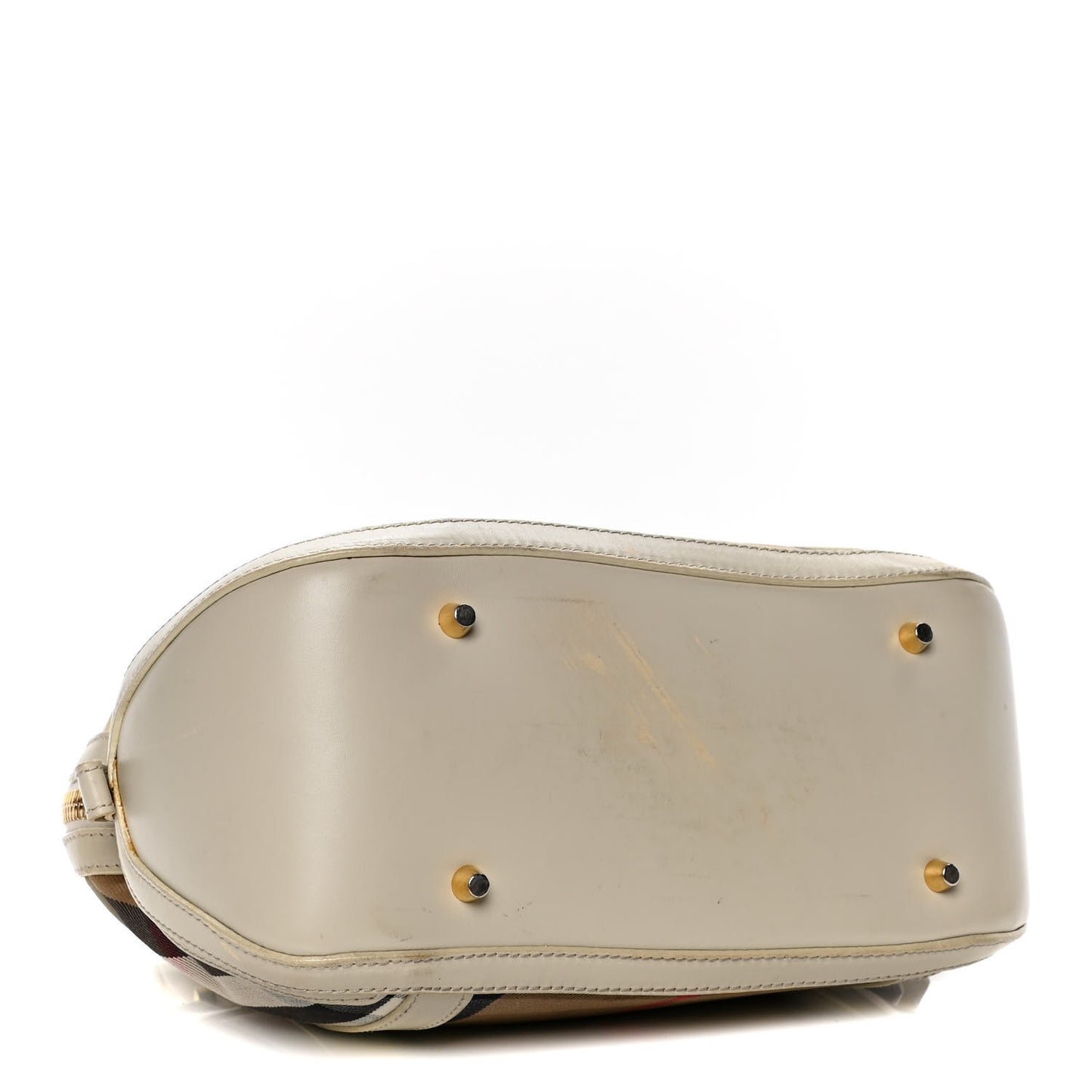 House Check Bridle Calfskin Small Orchard Bowling Bag White