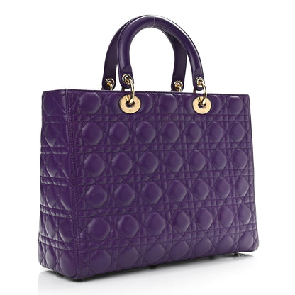 Christian Dior Lambskin Cannage Large Lady Dior Purple 3 of 14