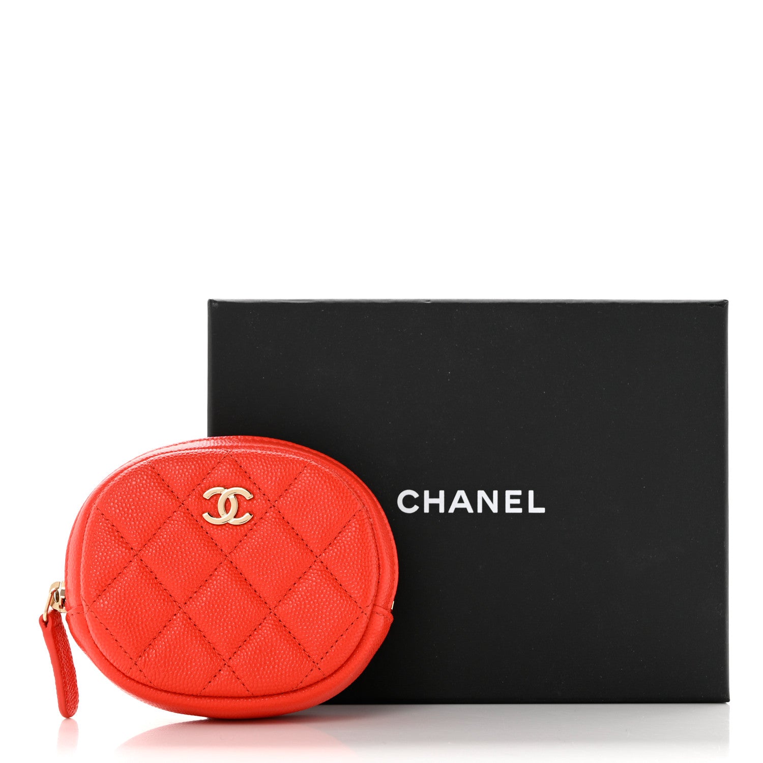 Chanel Caviar Quilted Zip Around Classic Coin Purse Red 8 of 8