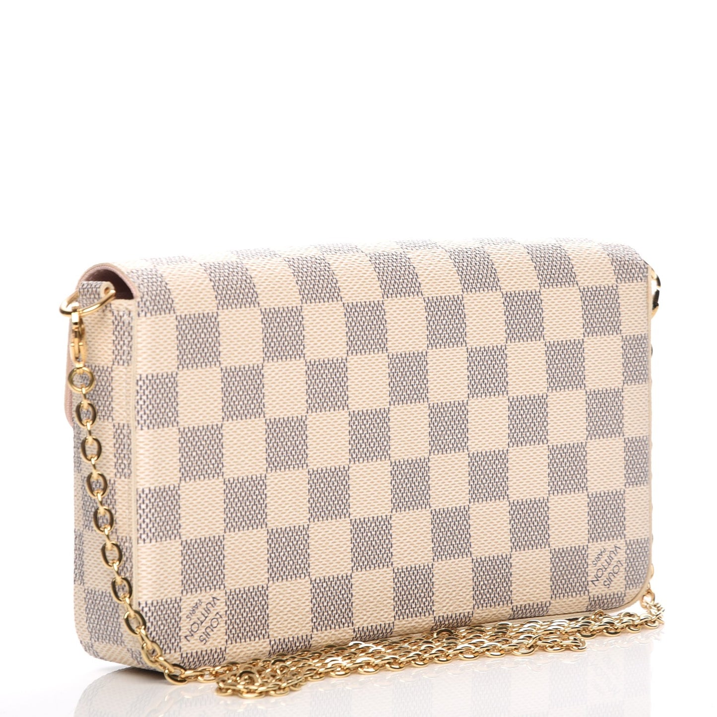 Damier Azur Pochette Felicie Chain Wallet Rose Ballerine