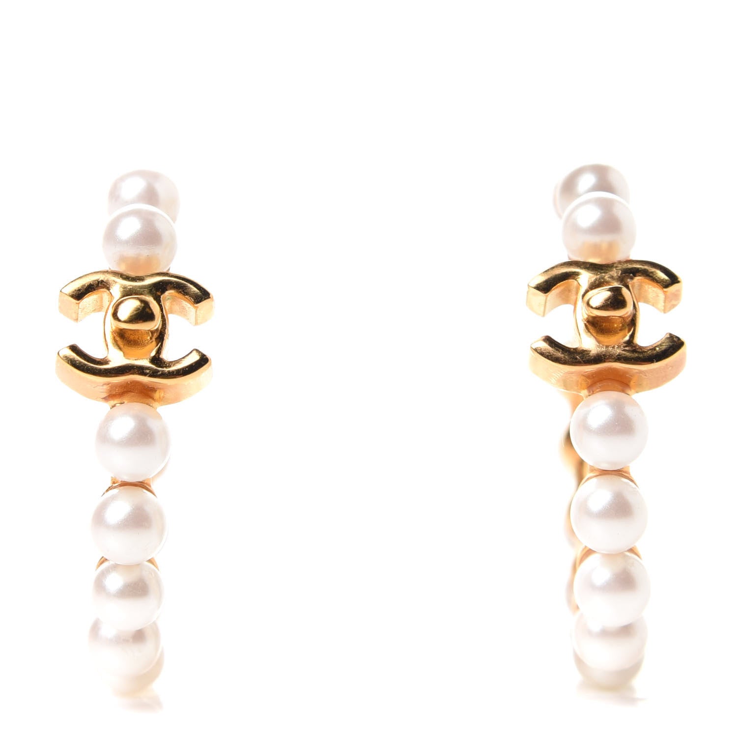 Chanel Pearl CC More Is More Small Hoop Earrings Gold 1 of 5