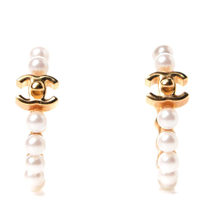 Chanel Pearl CC More Is More Small Hoop Earrings Gold 1 of 5