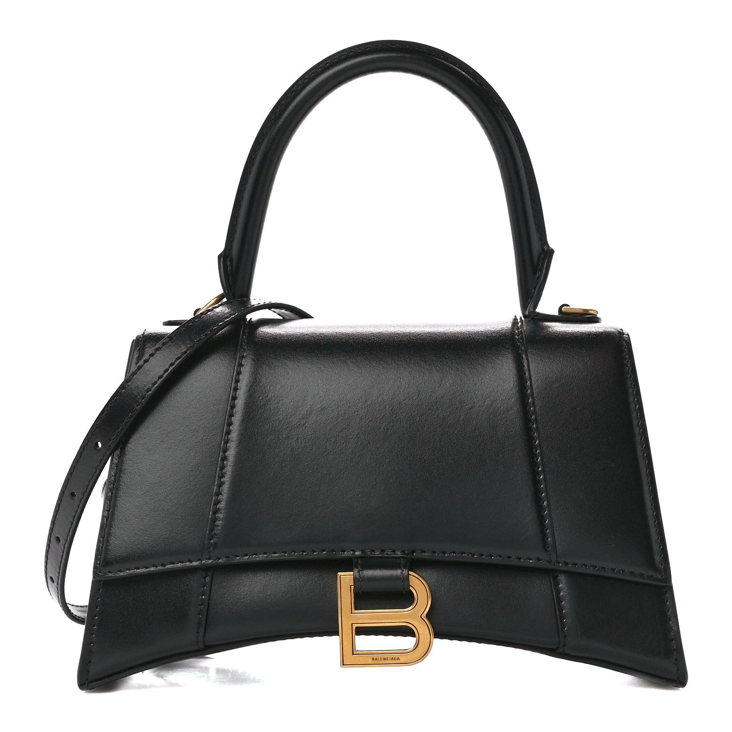Balenciaga Shiny Box Calfskin Small Hourglass Top Handle Bag Black 1 of 10