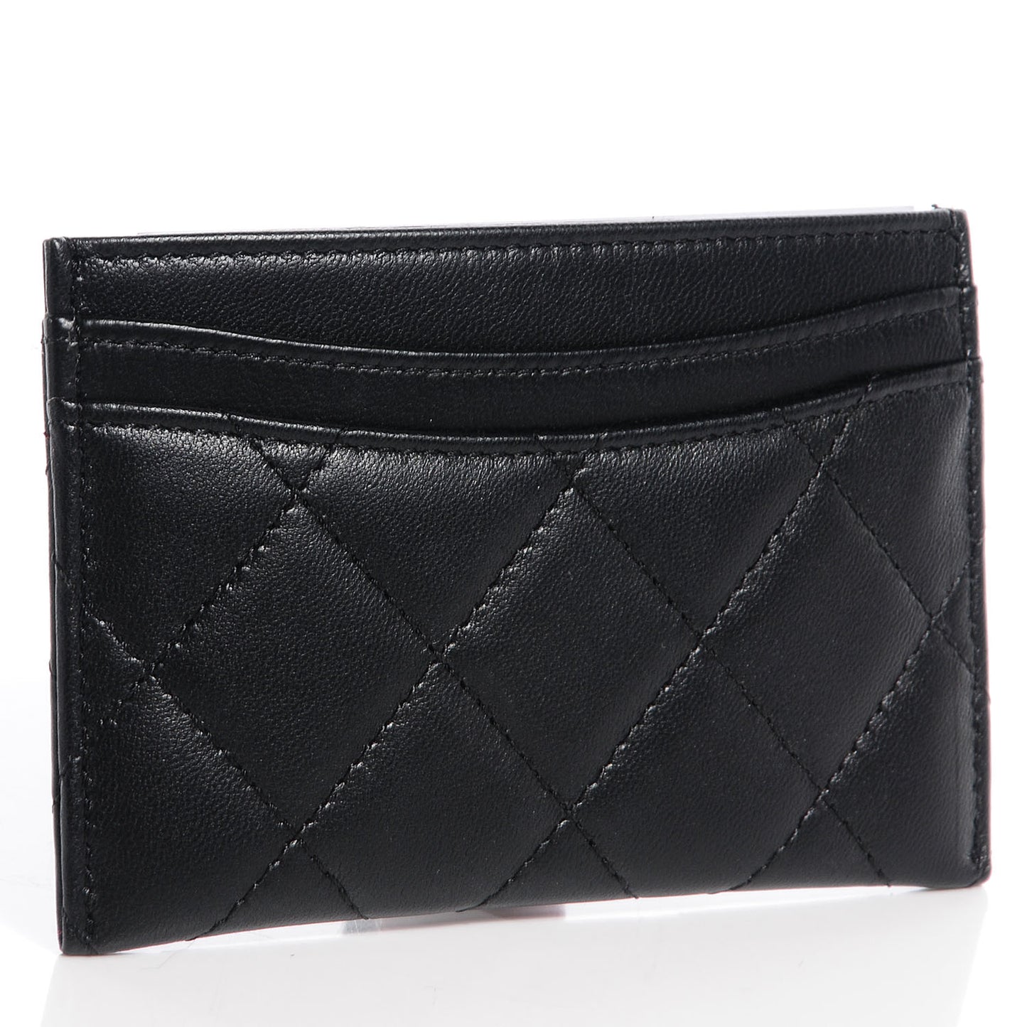 Lambskin Quilted Card Holder Black
