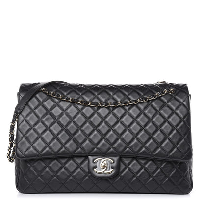 Chanel Metallized Calfskin Quilted XXL Travel Flap Bag Black 1 of 10