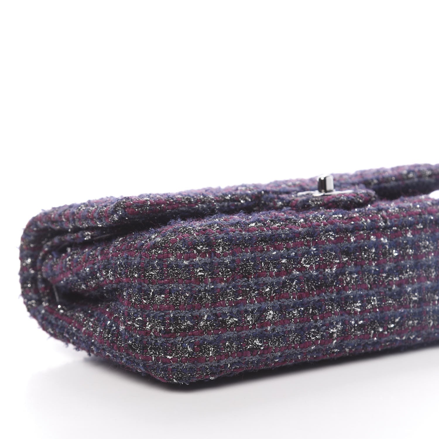 Chanel Tweed Quilted Medium Double Flap Purple 8 of 10