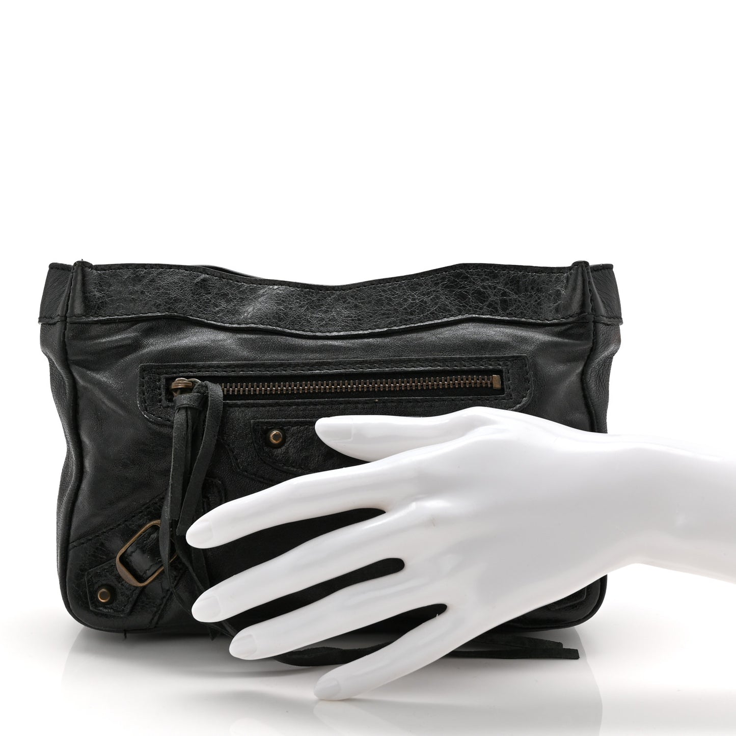 Chevre Classic Hardware Porte Toilette Clutch Black