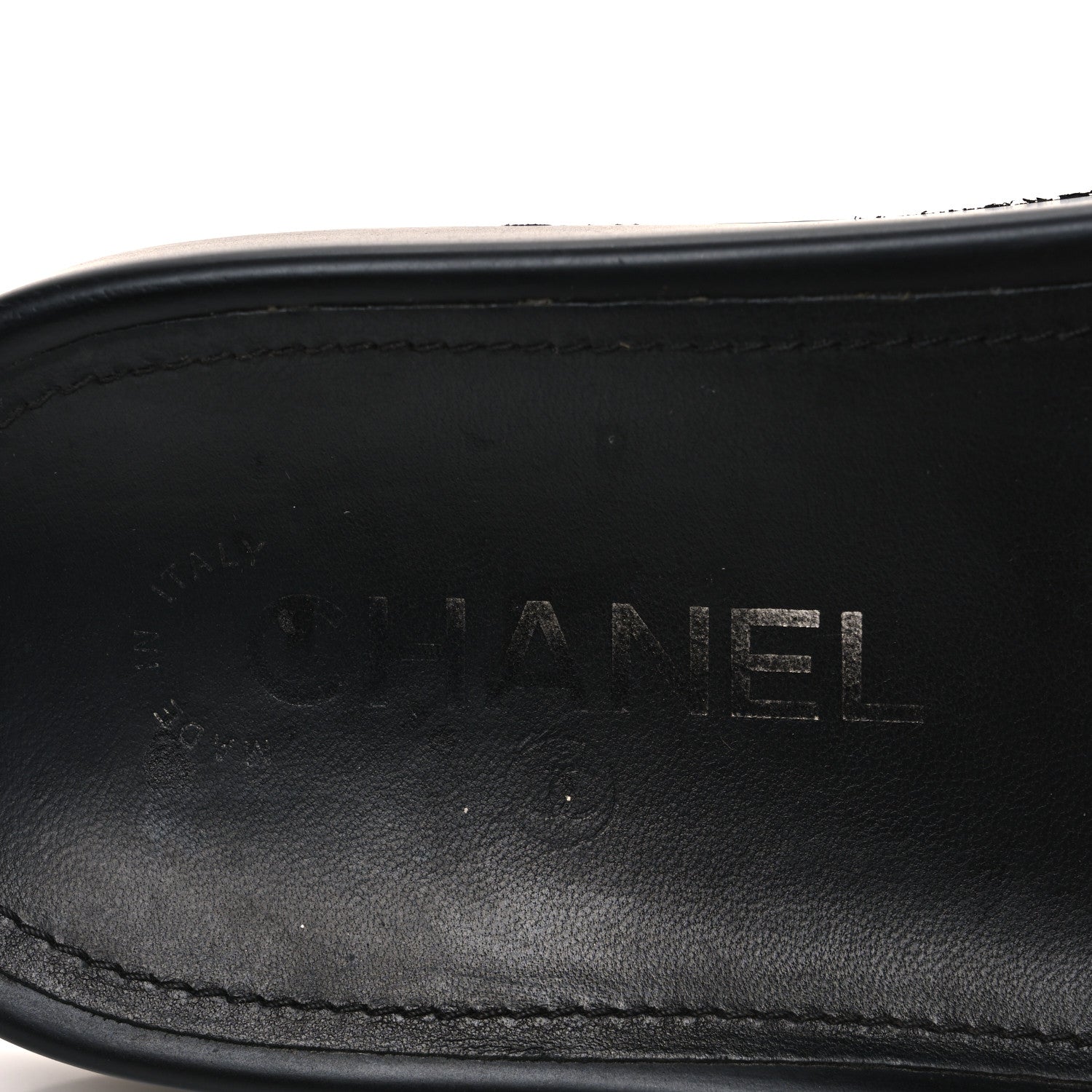 Chanel Tweed Lambskin Chain Flat Sandals 37 Black Multicolor 10 of 12