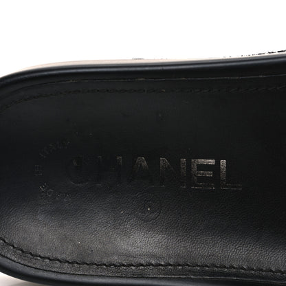 Chanel Tweed Lambskin Chain Flat Sandals 37 Black Multicolor 10 of 12