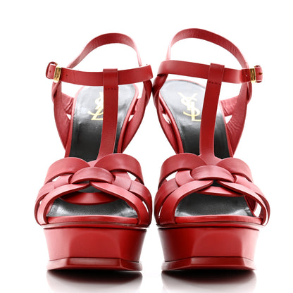 Saint Laurent Calfskin Tribute 105 Platform Sandals 40.5 New Red 2 of 9
