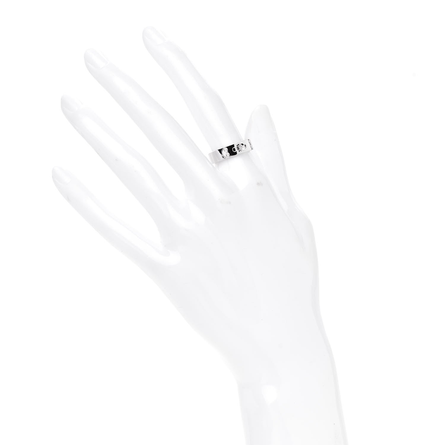 Hermes 18K White Gold Diamond PM Kelly Ring 52 6 2 of 4