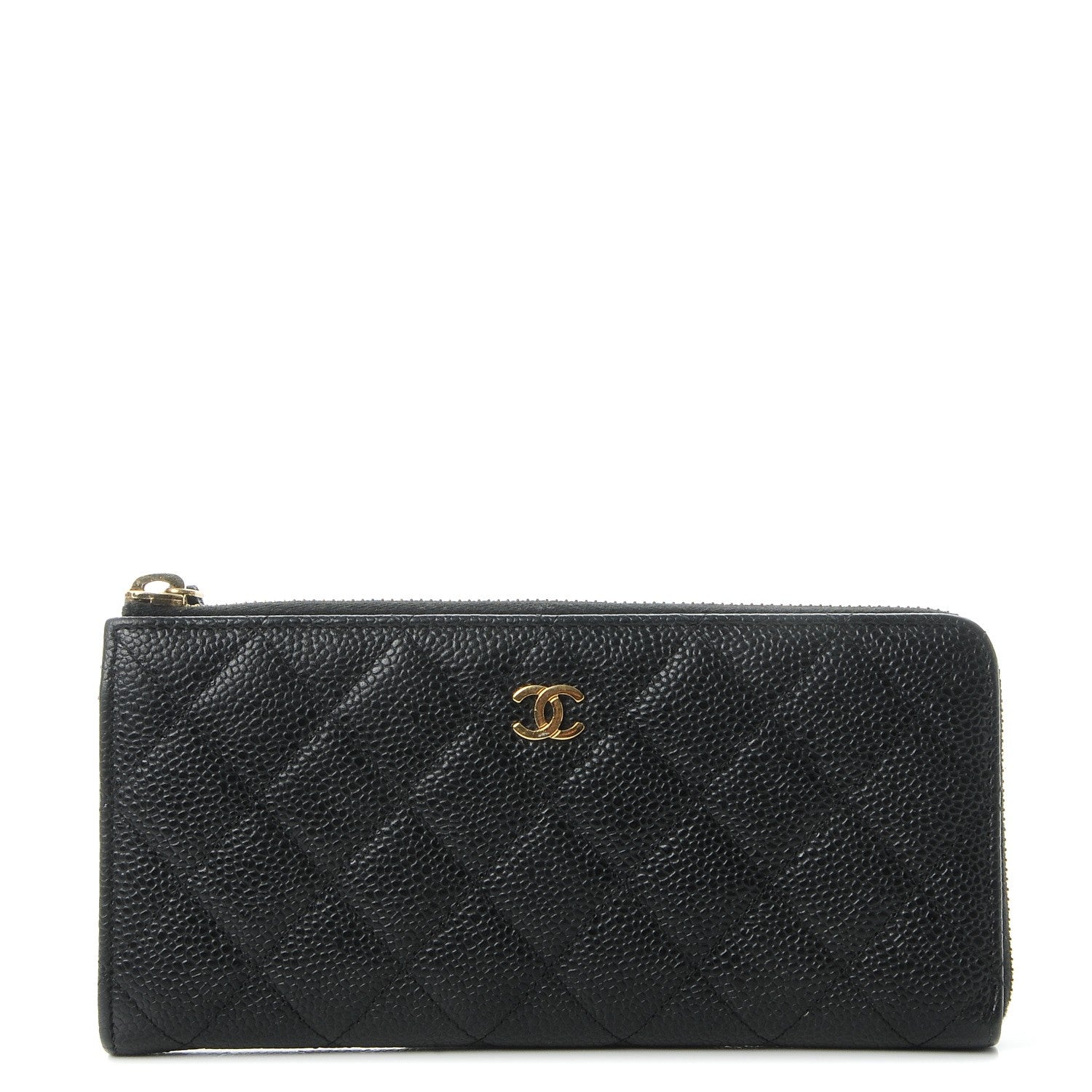 Chanel Caviar Quilted Zip Around Clutch Wallet Black 1 of 10