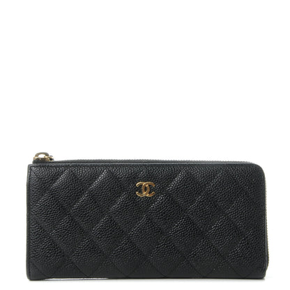 Chanel Caviar Quilted Zip Around Clutch Wallet Black 1 of 10
