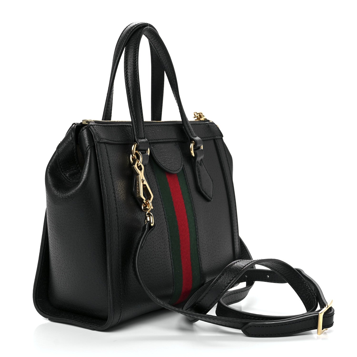 Gucci Textured Calfskin Web Small Ophidia Tote Bag Black 3 of 12