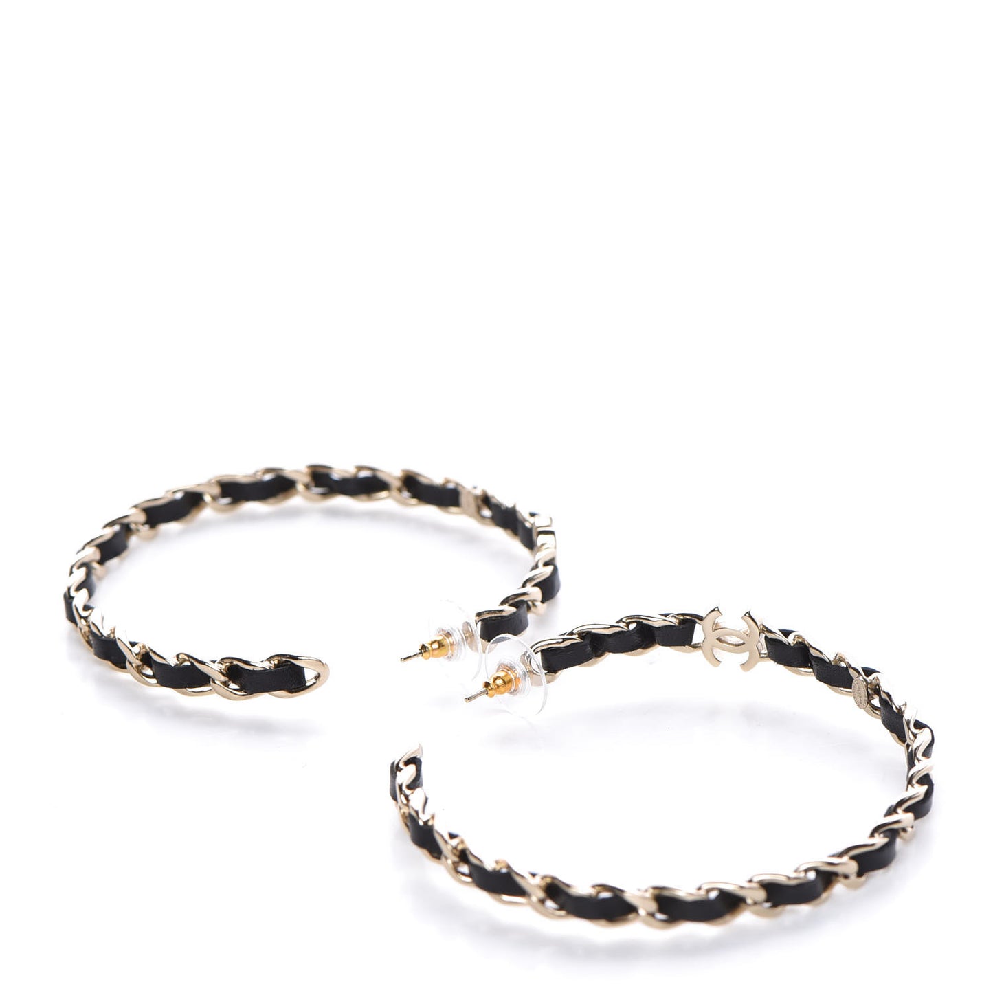 Lambskin CC Turnlock Chain Hoop Earrings Matte Gold