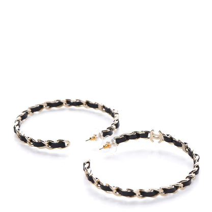 Chanel Lambskin CC Turnlock Chain Hoop Earrings Matte Gold 3 of 5