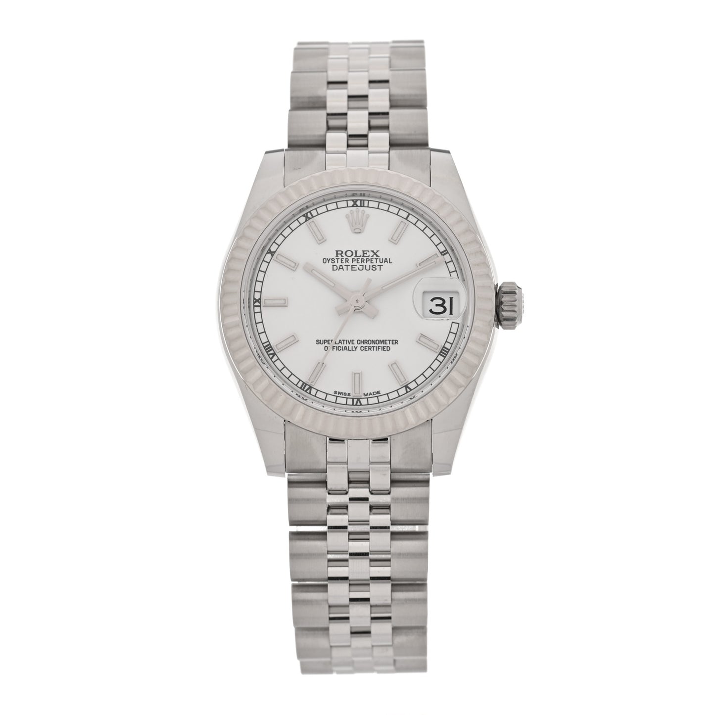 Stainless Steel 18K White Gold Diamond 31mm Oyster Perpetual Datejust Watch Silver 178274