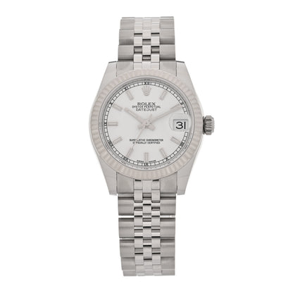 Rolex Stainless Steel 18K White Gold Diamond 31mm Oyster Perpetual Datejust Watch Silver 178274 1 of 5